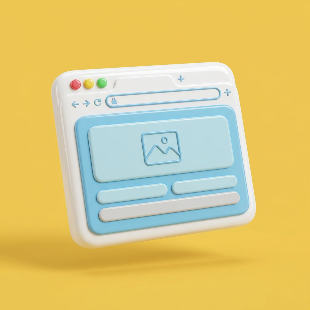Generated 3D picture of a browser window